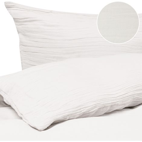 Conjunto de funda de edredón moderna de muselina de algodón 150 x 200 cm blanco crema Sumner