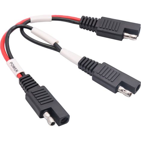 18AWG Adaptateur 2 Voies SAE,1 à 2 Séparateur SAE Y Câble D'extension Connecteur Automobile d'alimentation DC SAE pour Le Chargement Panneau Solaire(20cm/7.8Pouces) (1/5)