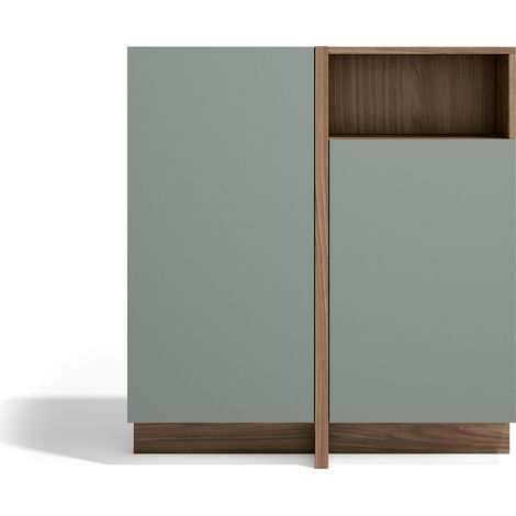Herdasa, Aparador Soho, 2 puertas con 1 hueco visible, en melamina, 94x87x27cm, nogal y verde (1/5)