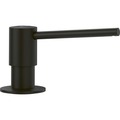 Distributeur de Savon - Accessoire de Cuisine - Distributeur de Liquide Vaisselle encastrable en Acier Inoxydable - Capacité : 250 ML - Rond - Noir Mat (1/2)