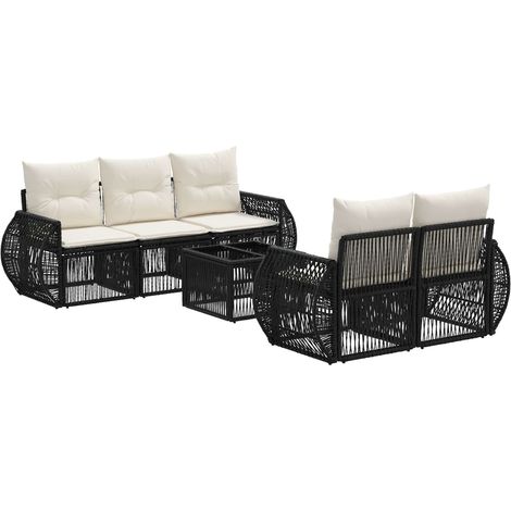 Conjunto de sofás de jardín 6 uds. Negro ratán sintético vidaXL (1/5)