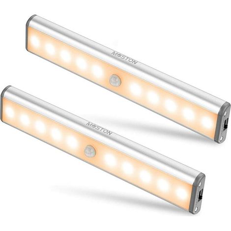 Lampe Armoire - Détecteur De Mouvement - 100 Lm - Batterie Rechargeable 1000 Mah - Magnétique Et Adhésive - Pour Placard Cuisine Tiroir Escalier - 1 Pièce (1/5)
