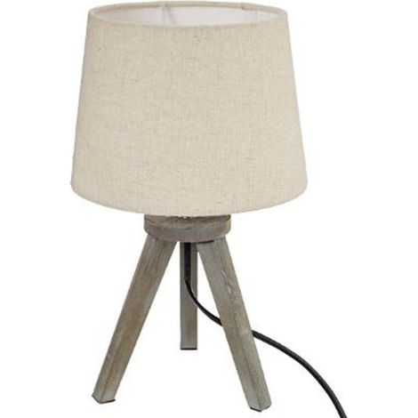 Lampe à Poser Trépied en Bois "Alexis" 31cm Lin