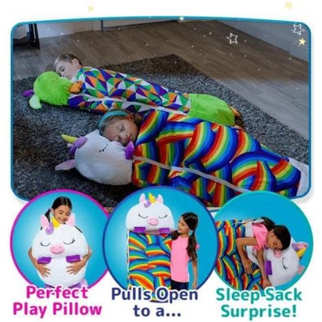 Mignon Sac de Couchage dessin anime Licorne Enfant Duvet avec Oreiller 180x70cm pour Happy Nappers Blanc-ZZX12 (1/4)