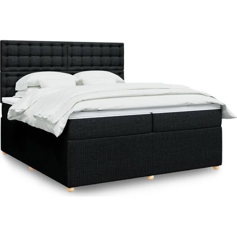 Cama box spring con colchón tela negro 200x200 cm vidaXL (1/5)