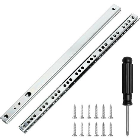 Rail Tiroir Coulissant 310 mm, Lot de 2 (1 Paire), Glissière Tiroir à Roulements à Billes avec Rainure de 17 mm, Glissières à Extension Partielle, Drawer Slides Matériel de Montage Inclus (1/5)