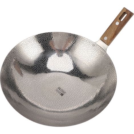 30 cm große Bratpfanne aus Edelstahl 304, schnelles Aufheizen, Holzgriff, multifunktional und antihaftbeschichtet. (1/5)