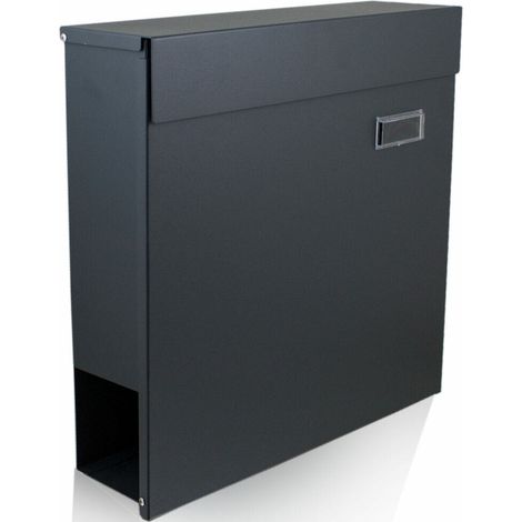 Briefkasten Dunkel Grau Wandbriefkasten Postkasten Mailbox mit Zeitungsfach (1/5)