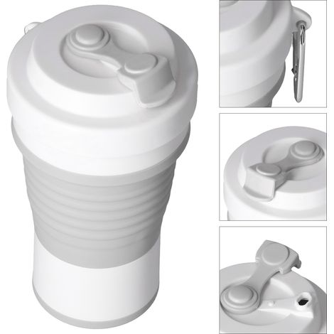 Gobelet pliable voyage tasse silicone portable coupe pliante extensible gobelet étanche mug café poche extérieur bureau gris (1/5)