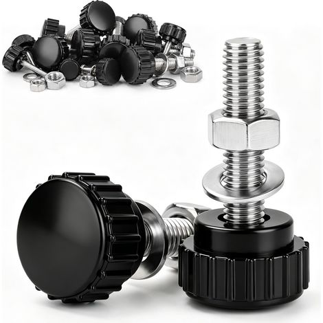Vis Moletées M6x50 Inox avec Écrous Hexagonaux et Rondelles 8 Pcs (1/5)