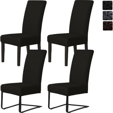 Stuhlhussen 4er Set Jacquard für Schwingstühle und Esszimmerstühle - Schwarz (1/5)
