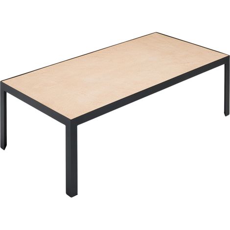 Table basse en Plateau en enduit effet béton et piètement métal noir ORELIA (1/4)
