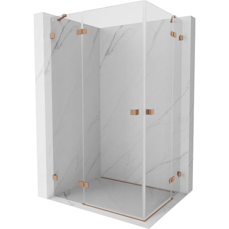 Mexen Lunar Ducha empotrada Duo, puerta izquierda 100 x 85 cm, transparente, cobre cepillado - 834-100L-085P-65-00 (1/5)