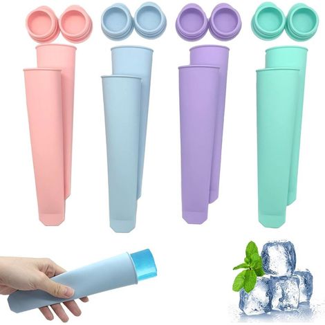 Lot de 8 moules à glace en silicone, réutilisables, moules à glace en silicone, parfaits pour les enfants et les adultes (1/5)