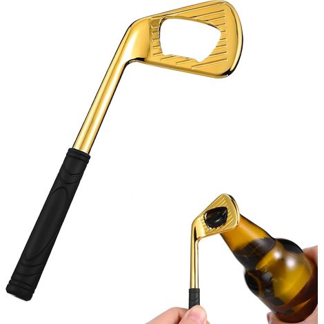 Ouvre-bouteille en forme de club de golf, doré, portable, en métal, pour les amateurs de golf et la maison