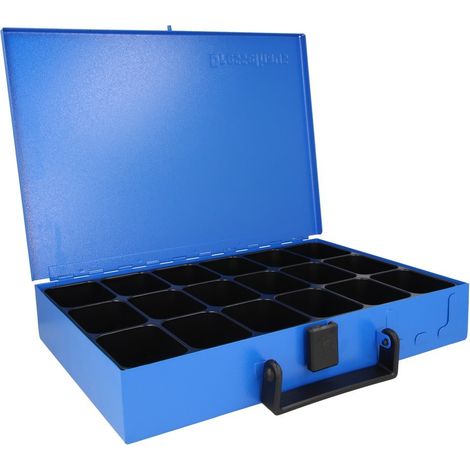 Coffret métallique avec 18 compartiments sans contenu