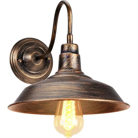 Applique Murale Industrielle E27 Lampe Murale Edison Design Métal Plafonnier Luminaire Rétro Applique Intérieure Vintage Décoration pour Salon Chambre Cuisine Café, 26 CM, Bronze (1/5)