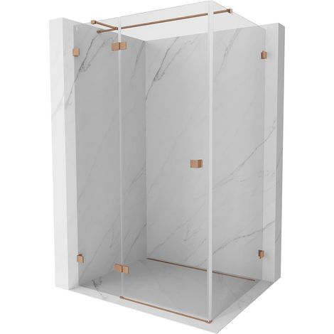Mexen Lunar T Schwenkbare Duschkabine links 90 x 100 cm, transparent, gebürstetes Kupfer - 834T-090-100-65-00-L