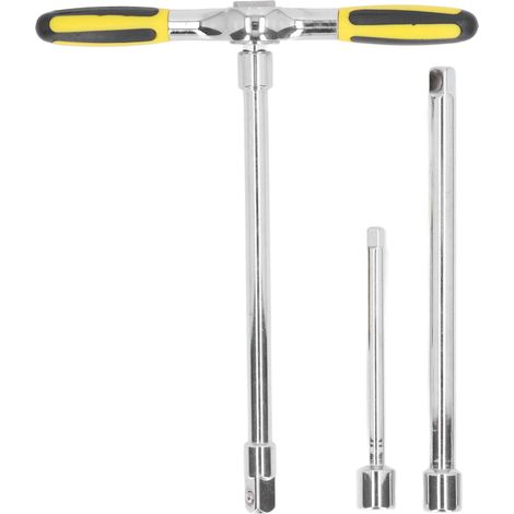 Llave de carraca con mango en T y mango de liberación rápida para reparación mecánica de automóviles.