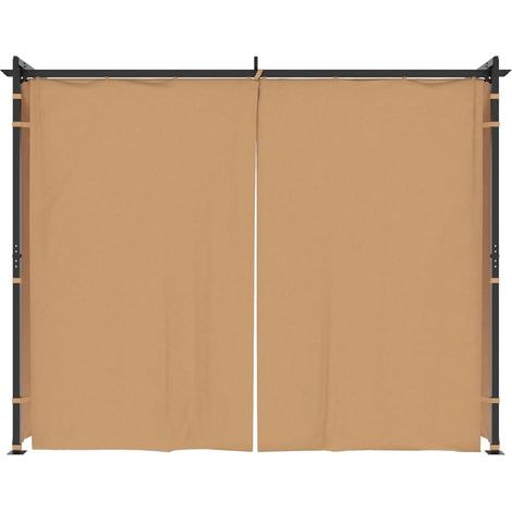 Tonnelle Barnum de Jardin, Pavillon, Pergola, Tente de jardin, avec rideaux 3x3 m Taupe Acier OIB9619E