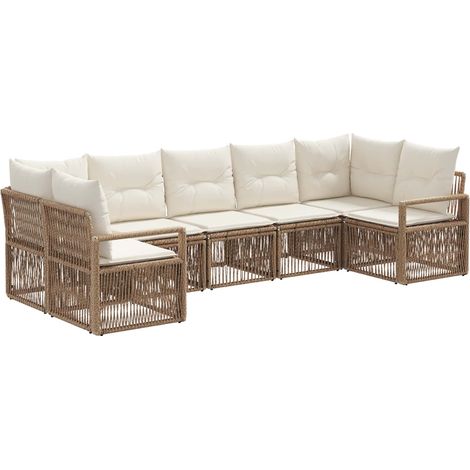 Ensemble de canapé de jardin 7 pc 7-Nombre de places Beige vidaXL (1/5)