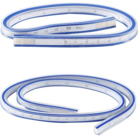 MINKUROW 2 Pezzi Righello Flessibile, Righello Curvo, Righello Curvo 30 Cm E 60 Cm Doppio Lato Vinile Plastica Nuovo Righello Modello Creativo Per Ufficio, Scuola, Studio, Disegno, Indumento, Falegnam (1/5)