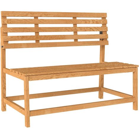 Banc de jardin 2 places en bois, résistant aux intempéries et aux UV, avec dossiers convertibles, 110 x 61 x 89 cm, teck (1/3)