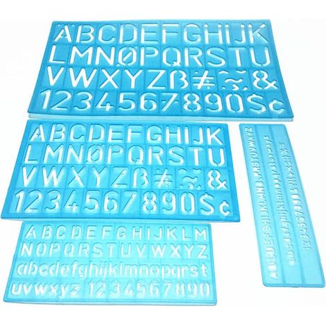 4 pochoirs de lettres de l'alphabet, pochoirs de chiffres et de lettres, pochoirs numériques réutilisables, règle en plastique pour le dessin, la peinture et l'apprentissage des enfants.