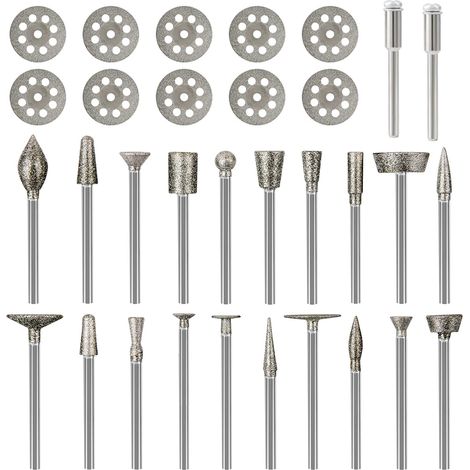 Juego de fresas de diamante para Dremel, kit de grabado de metal, amoladora de matriz de 1/8", 32 piezas (1/4)