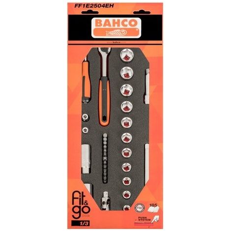 BAHCO - Module mousse Fit&Go 1/3, douilles 1/4" & 3/8" - 33 Pcs emballage individuel