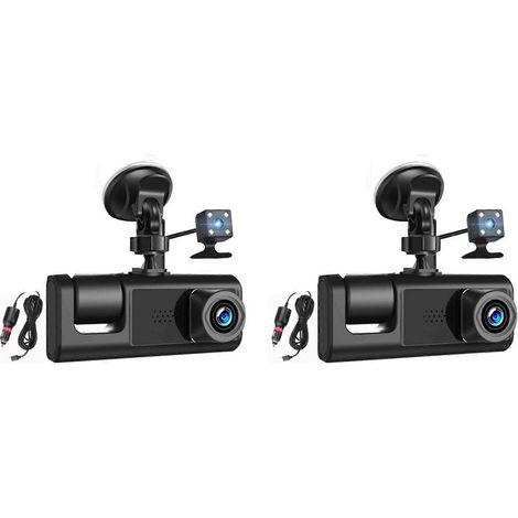 2x Auto-DVR HD 1080P 3-Linsen-Innenkamera, Drei-Wege-Kamera-DVR-Recorder, Video-Registrator, Dashcam-Camcorder (1/5)
