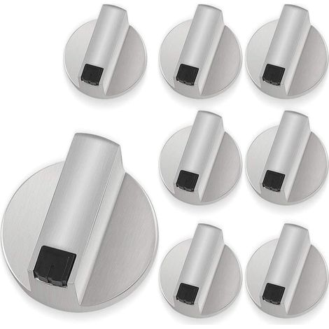 Lot de 8 boutons de cuisinière en alliage de zinc 6 mm, poignées de gaz pour plaque de cuisson, argenté, remplacement four (1/5)