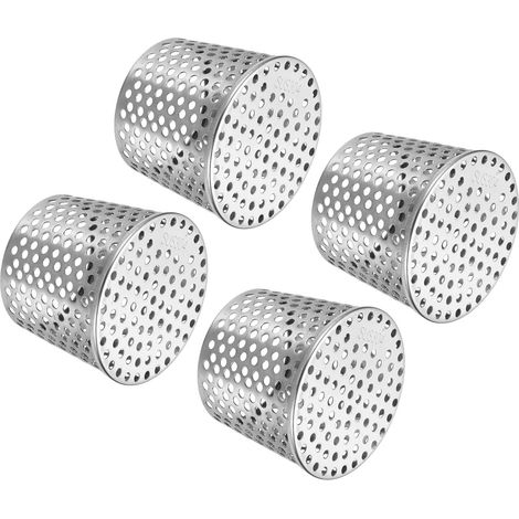 Garde-Gouttière Filtre 4"-3.3", 4 Pièces Bouchon De Terminaison PVC Grille D'Aération Couverture En Acier Inoxydable Conique Couvercle De Tuyau D'Échappement Pour Descente Argenté (1/5)