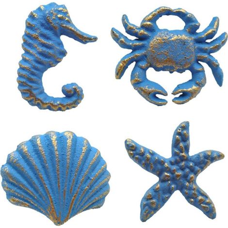 4 Pièces Poignée de Tiroir en Fonte de Style Rétro-Matériel de Placard D'Armoire de Cuisine, Bleu Facile à Utiliser (1/5)