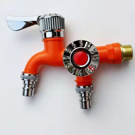 Robinet extérieur plastique à double sortie, robinet séparateur 2 voies pour machine à laver, double commande (1/4)