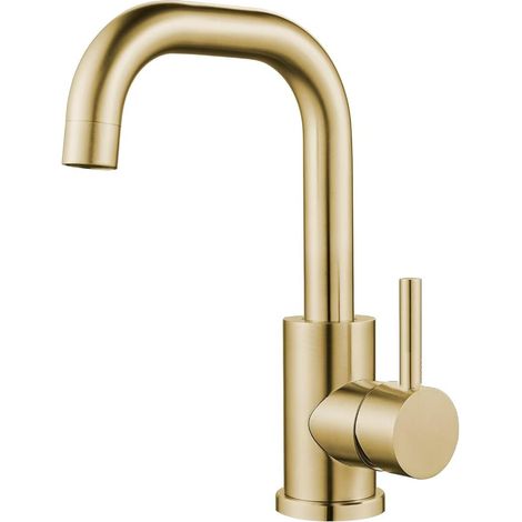 304 Stainless Steel Kitchen Faucet, Sink, Vegetable Washing Basin, Brushed Gold Large Curve, Household Hot and Cold Water Faucet - 304 Brushed Gold Xiaoqi