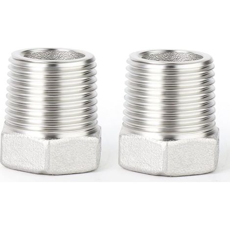 2 pièces réducteur à douille hexagonale, 3/8" BSP mâle à 1/4" BSP femelle filetage 304 acier inoxydable adaptateur de tuyau réducteur raccord (1/5)