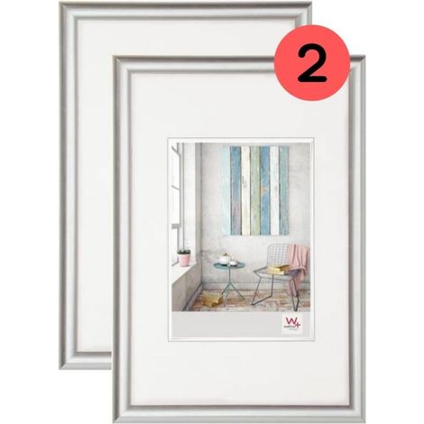 Cadre Photo Argent 30 x 45 cm Double Pack, Cadre en Plastique Trendstyle KP045SD (1/5)