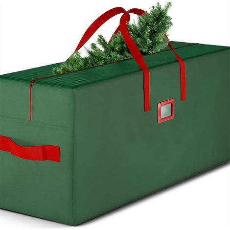 Sac de rangement pour sapin Noël Matériau imperméable et résistant avec fermeture éclair à l'humidité 122 x 38 x 51 cm 51 cm Vert (1/5)