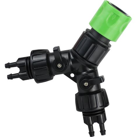 Répartiteur d'eau à raccord rapide — Interface robuste à double sortie avec vannes d'arrêt — Accessoire à raccord rapide pour robinets extérieurs — Répartiteur d'eau de jardin spécialisé en plastique (1/5)