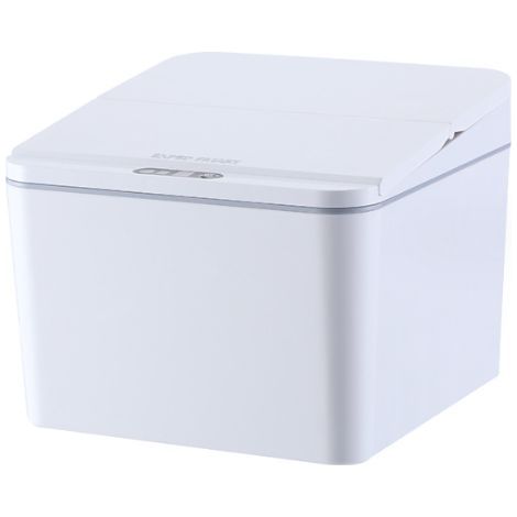 Poubelle de bureau miniature blanche de 4 L avec couvercle, petite poubelle de bureau (1/4)