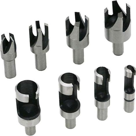 8PCS fraise à bouchonner bois outil de coupe bois mèches des bouchons wood plug cutter drill bits 6mm /10mm/13mm/16mm, avec forets coniques et forets griffes (1/4)