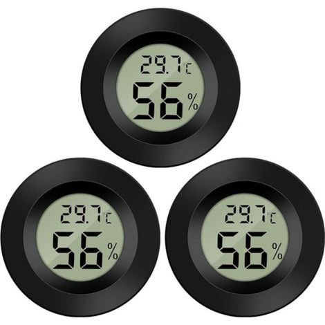 Mini thermomètre LCD numérique hygromètre température humidité -50 70℃ 10% 99% RH Portable Thermo Hygromètre Indicateur pour Bureau (3 PCS - Noir) (1/5)