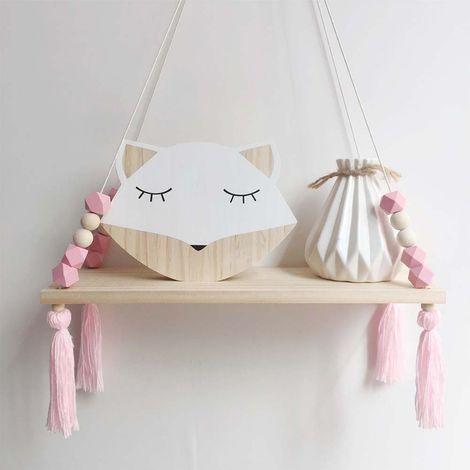 Étagère murale décorative style Ins pour chambre d'enfant, suspendue avec corde et planche en bois, style princesse (1/5)