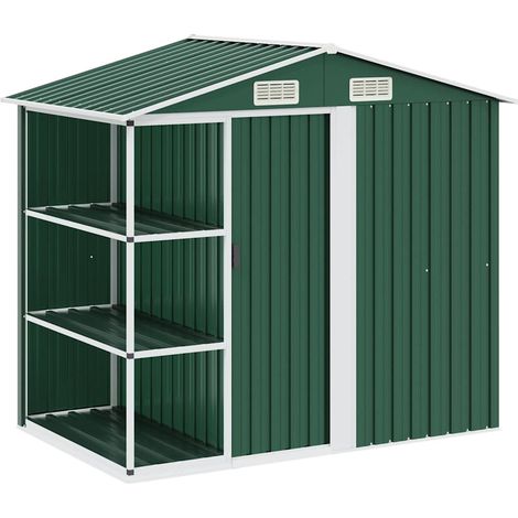 Abri de jardin avec étagère Vert 205x130x183 cm Fer