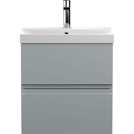 Hudson Reed Urban Wall Hung 2-Drawer Vanity Unit with Basin 3 Satin Grey - 500mm Wide (1/5)