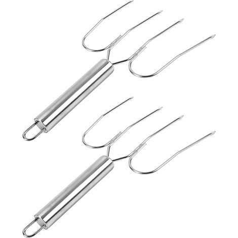 2-Piece Stainless Steel Turkey Forks with Long Handles, Easy to Use for BBQ, Raising Chicken and Hot Dogs (1/4)