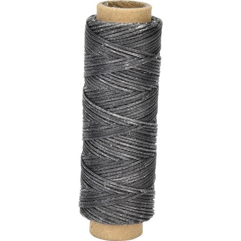 Fil de couture ciré pour cuir 150D/16, bobine de 50 mètres, gris foncé, fil à main pour maroquinerie artisanale (1/5)