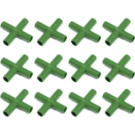 Grüne PP-Verbinder für Gartenstängel, 11 mm Durchmesser, 12 Stück – Befestigung für Gewächshäuser, Zäune und Kletterpflanzen