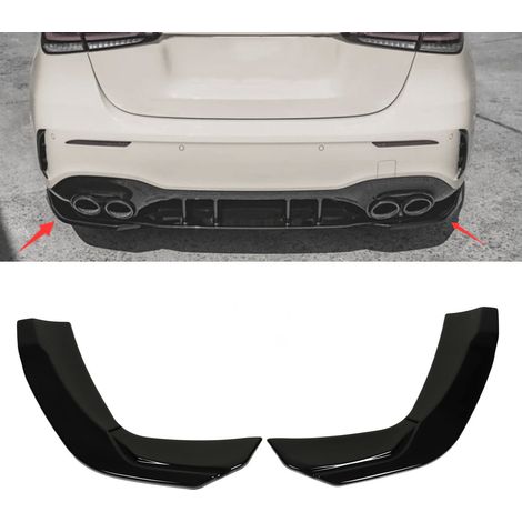 Heckstoßstangenunterteile (Paar) in Hochglanzschwarz für Mercedes-Benz A-Klasse W177 A35 AMG-Line Limousine 2019–2023, Übergröße (1/5)